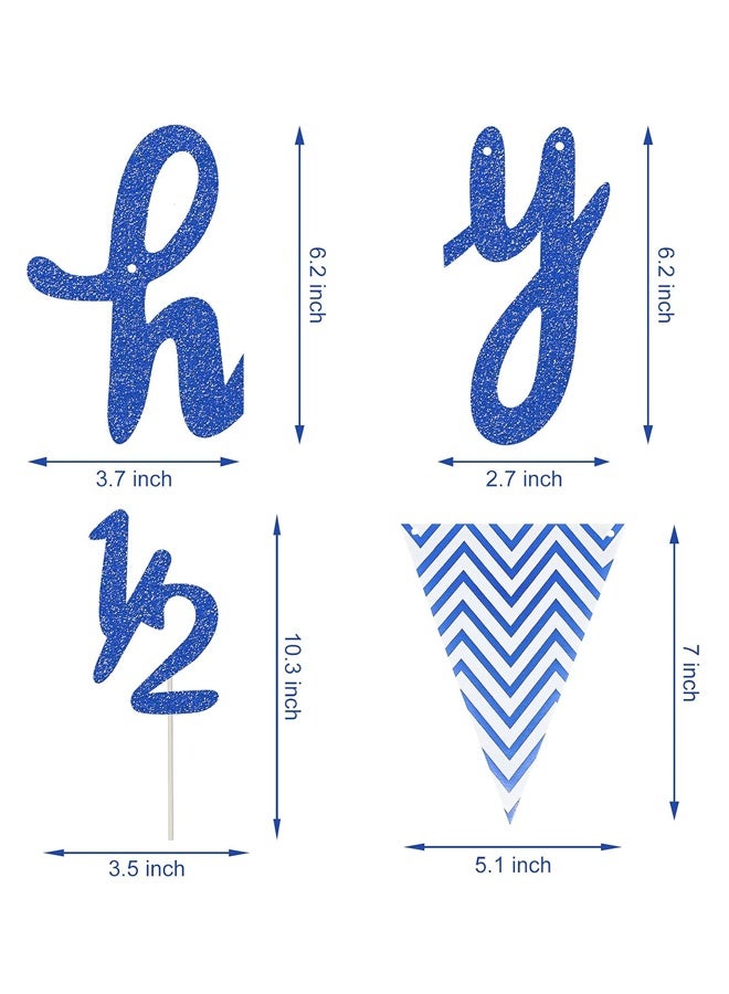 1/2 Happy Birthday Banner Baby Shower Banner Pennant Banner Flags Blue Glitter 1/2 Half Year Cake Topper Triangle Flag Banner - Image 2