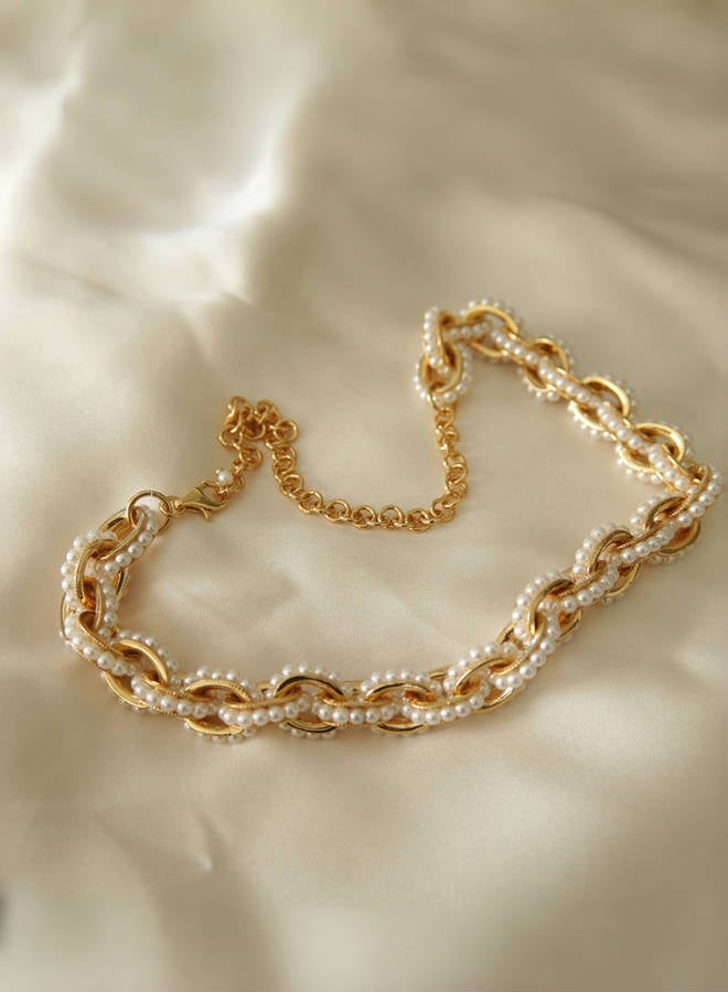 قلادة من اللؤلؤ بسلسلة سميكة ملتوية عتيقة - Image 1