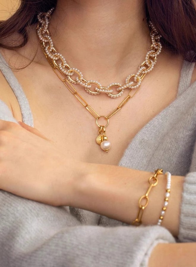 قلادة من اللؤلؤ بسلسلة سميكة ملتوية عتيقة - Image 3