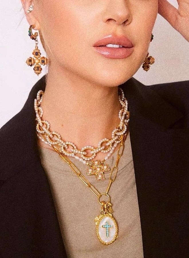 قلادة من اللؤلؤ بسلسلة سميكة ملتوية عتيقة - Image 4