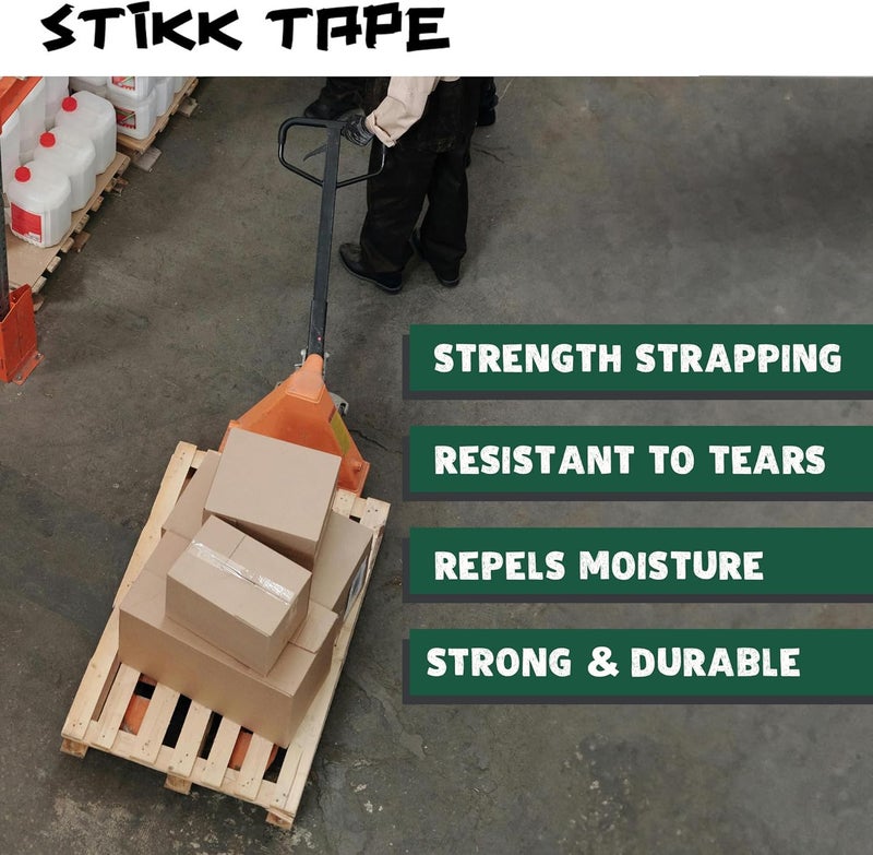 STIKK 6 Pack 1" inch Clear Fiberglass Reinforced Filament Strapping Packing Palletizing Tape (.94in 24MM) - Image 4