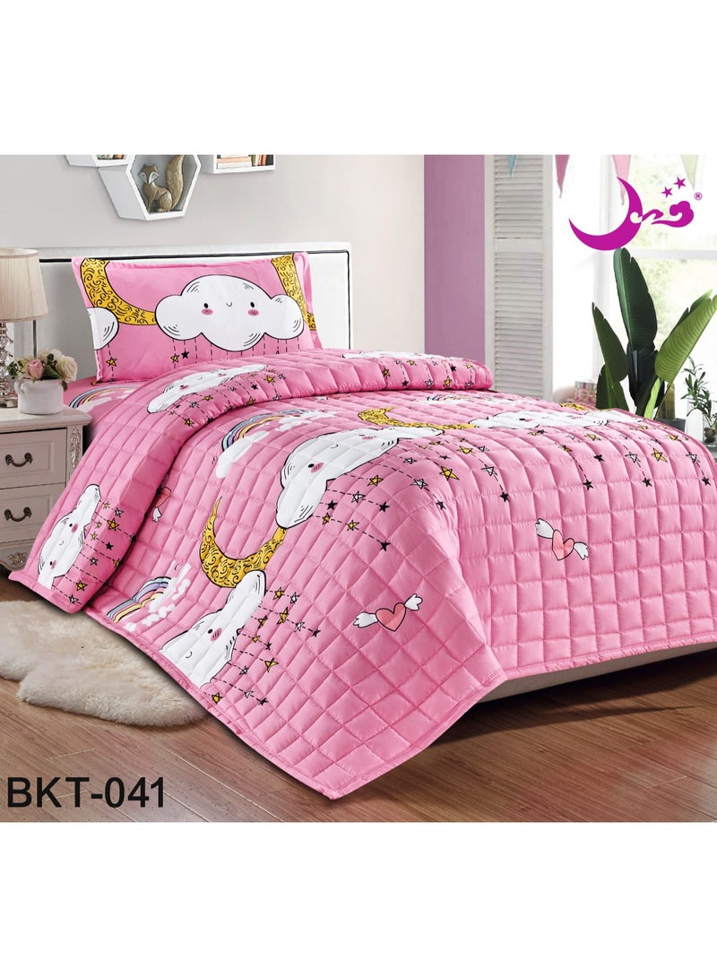 مون طقم لحاف سرير مضغوط مكون من 3 قطع رسوم اطفال