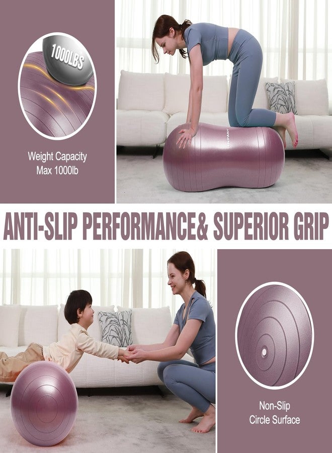 INPANY Peanut Ball - Anti Burst Exercise Ball for Labor Birthing, Physical Therapy for Kids, Core Strength, Home & Gym Fintness (Include Pump) Rose Gold - Image 4