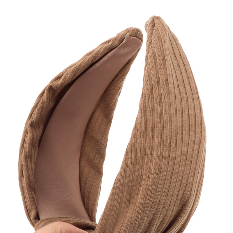 YISSION Brown Top Knot Wide Headband for Women - 3.34 Inch Comfortable Stretchy Knit Hair Band, Non-Slip Fashion Accessory for Daily Styling & Parties - Image 3
