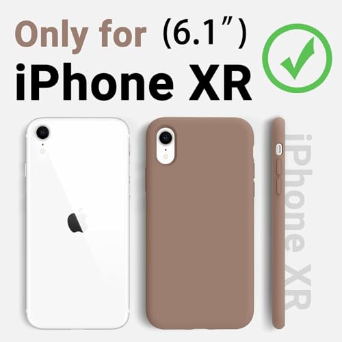 VONZEE® Liquid Silicone Case with Microfiber Coushioning Compatible for iPhone Xr Shockproof Slim Back Cover, Gel Rubber Full Body Protection - Brown - Image 2