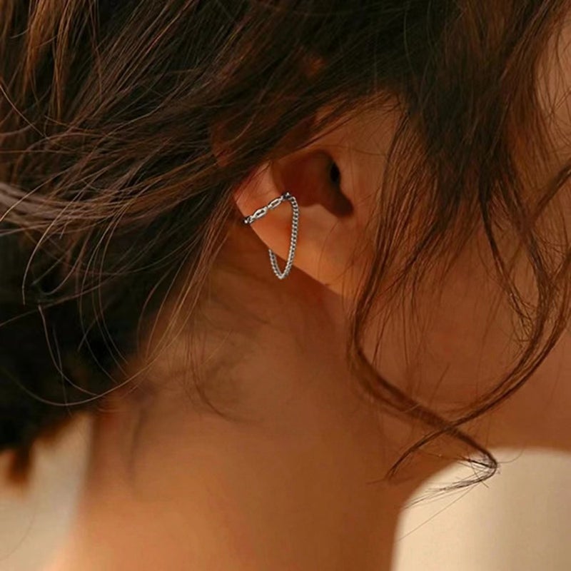 ofeankri French Retro Chain Tassel Ear Bone Clip for Women - Simple Elegant All-Match Unique Single Earring - Image 2
