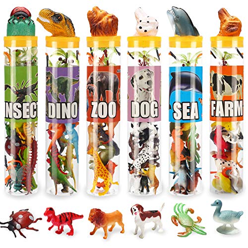 Yeonhatoys 82 Piece Animal Toy Assorted Mini Dinosaur Insect Ocean Sea Farm Jungle Animal Dog Figure Realistic Vinyl Plastic Zoo Play Set Small Toys for Sensory Bin Cupcake Topper Party Favors - Image 1