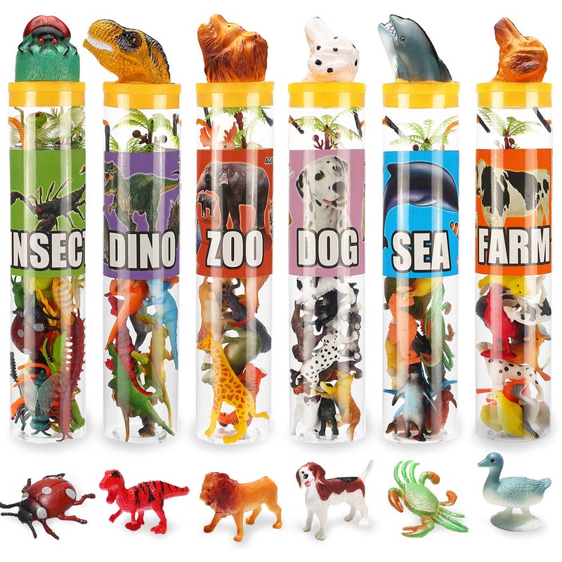 Yeonhatoys 82 Piece Animal Toy Assorted Mini Dinosaur Insect Ocean Sea Farm Jungle Animal Dog Figure Realistic Vinyl Plastic Zoo Play Set Small Toys for Sensory Bin Cupcake Topper Party Favors - Image 2