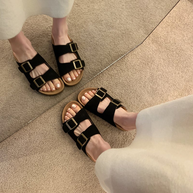 2025 Summer Thick Sole Slide Sandals with Buckle, Plus Size Beach Clogs - Image 4
