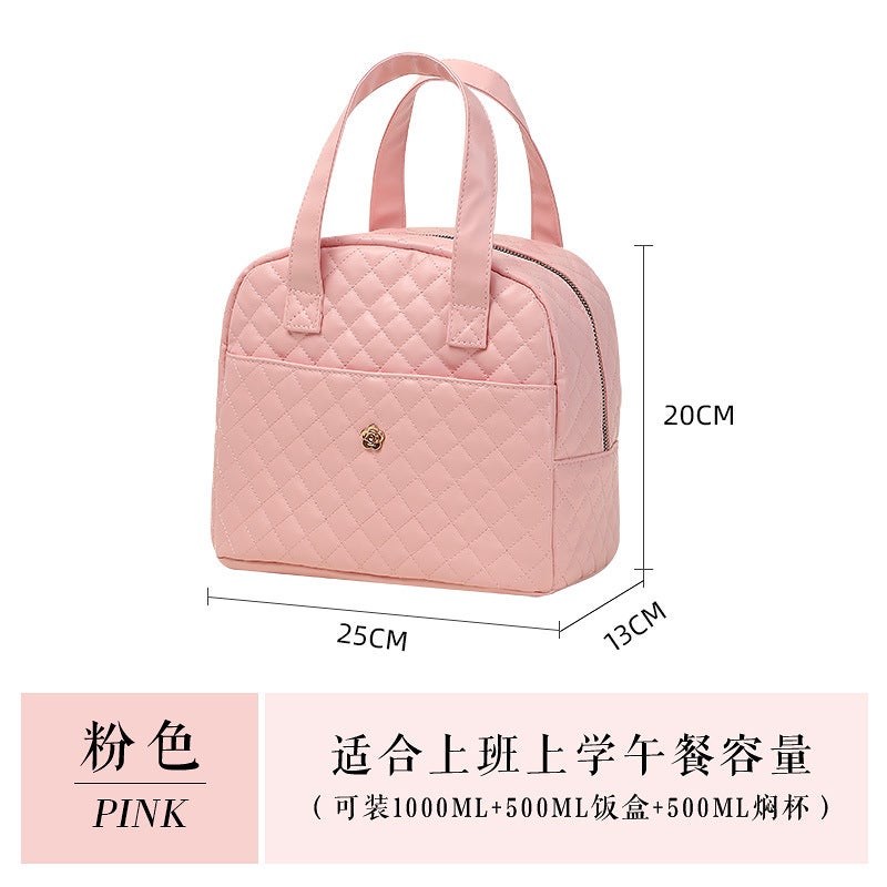 New Portable Lunch Bag High Insulation Aluminum Foil Pink - Image 1