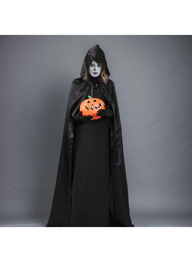 Brain Giggles Halloween Black cape with Hooded Cape - Adult Unisex Halloween Cape Costume – Halloween Cosplay Costume ( Small) - Image 2