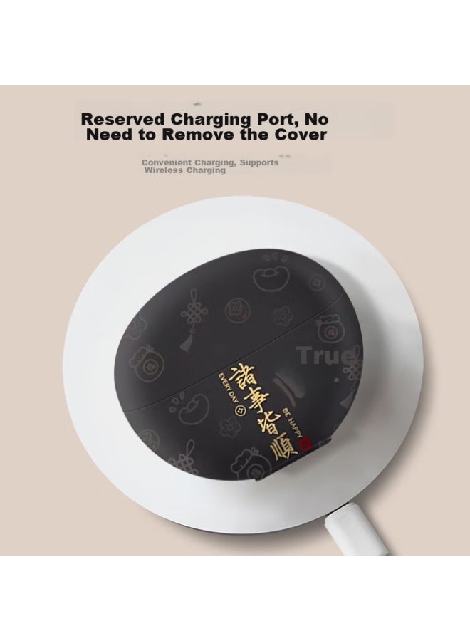 Inkaida Yingkaida، مناسب لـ Huawei Freebuds Pro4 واقي، غطاء Freebudspro3، حافظة سماعات الأذن اللاسلكية بلوتوث، صندوق تخزين إبداعي غير قابل للانزلاق، Zhushijie Shun Black - Image 4