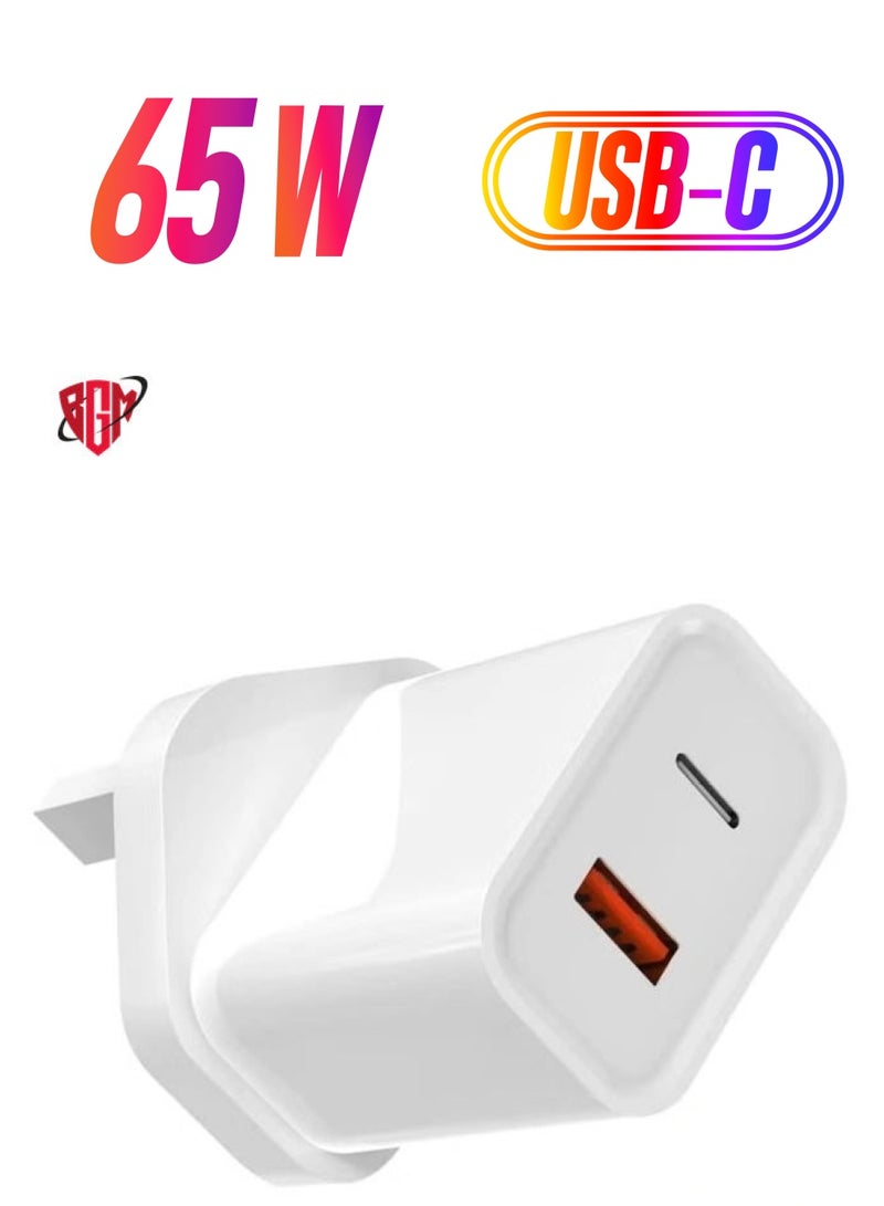 BGM 65W PD USB C Plug Charger Dual Port Wall Plug Charging with for i Phone 13 Pro i Pad i Phone 12/12 Mini/12 Pro/Max/11/XR/X Pixel Samsung Pro(White) - Image 1