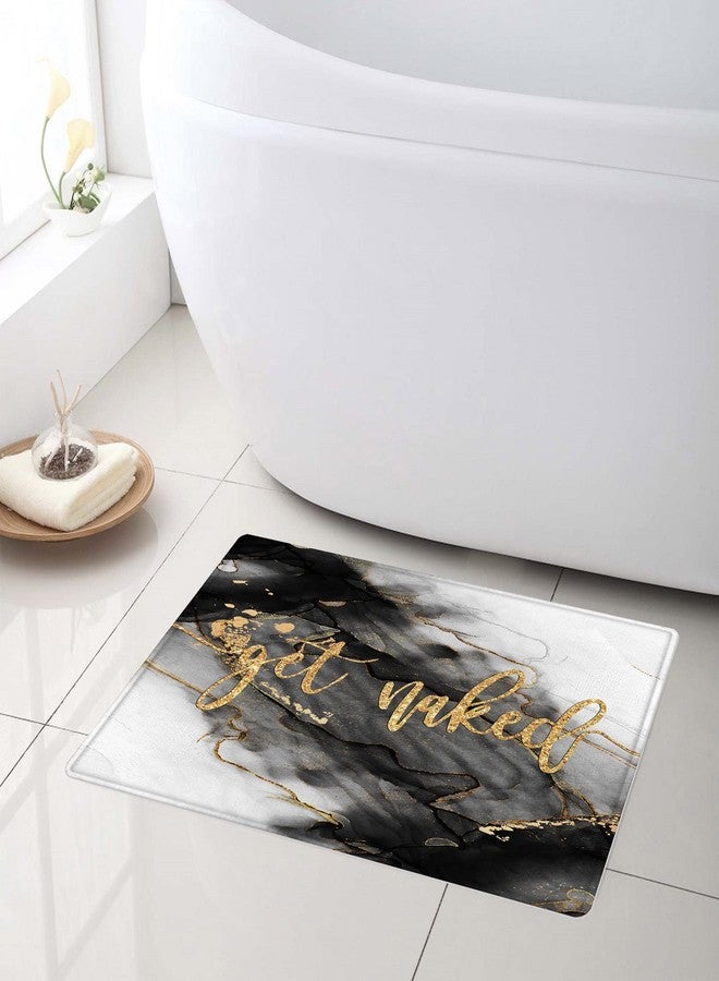 LB Black and Gold Marble Bathroom Rug Funny Quote Get Naked Non Slip Bath Mat Abstract Geometric Art Doormat Memory Foam Super Absorbent Floor Mats,24x16 Inch - Image 1