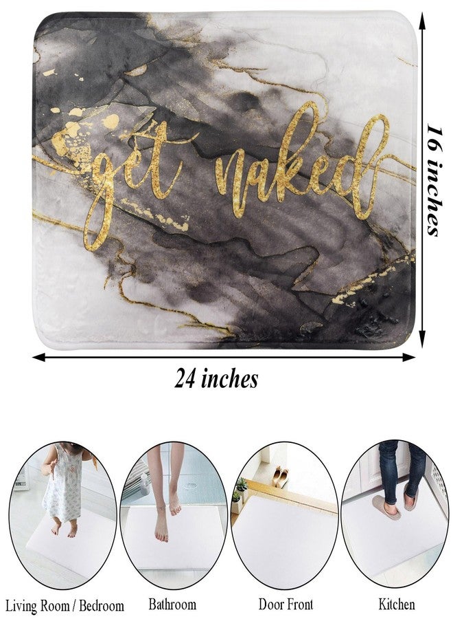LB Black and Gold Marble Bathroom Rug Funny Quote Get Naked Non Slip Bath Mat Abstract Geometric Art Doormat Memory Foam Super Absorbent Floor Mats,24x16 Inch - Image 4