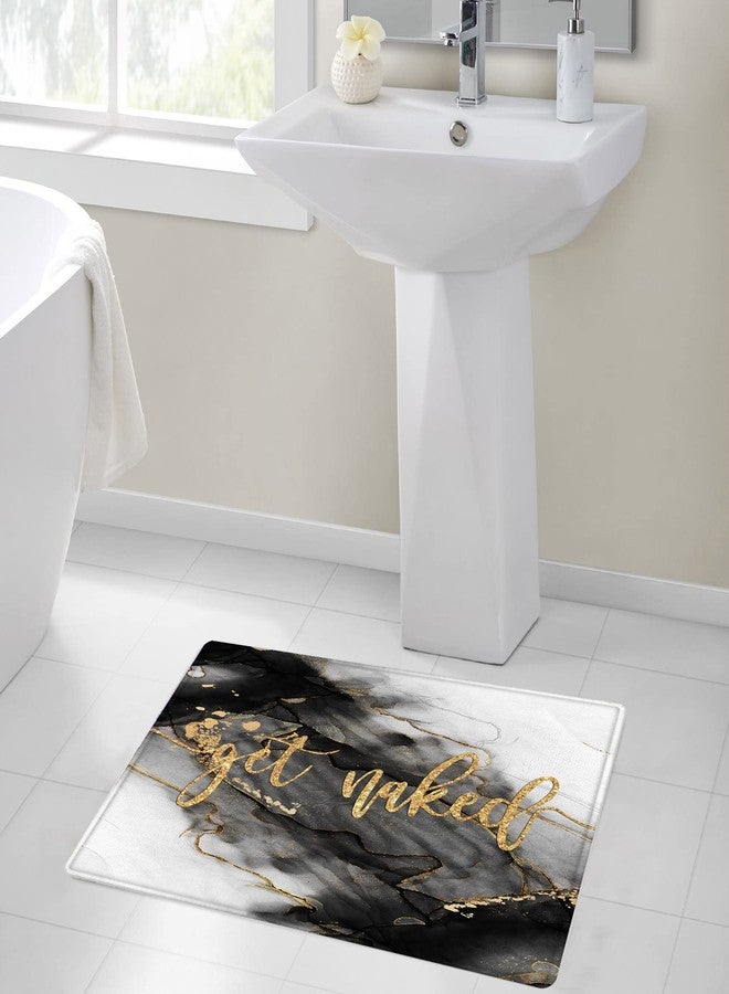 LB Black and Gold Marble Bathroom Rug Funny Quote Get Naked Non Slip Bath Mat Abstract Geometric Art Doormat Memory Foam Super Absorbent Floor Mats,24x16 Inch - Image 3