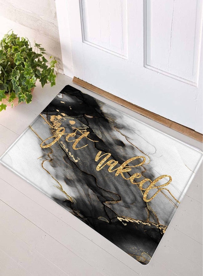 LB Black and Gold Marble Bathroom Rug Funny Quote Get Naked Non Slip Bath Mat Abstract Geometric Art Doormat Memory Foam Super Absorbent Floor Mats,24x16 Inch - Image 2