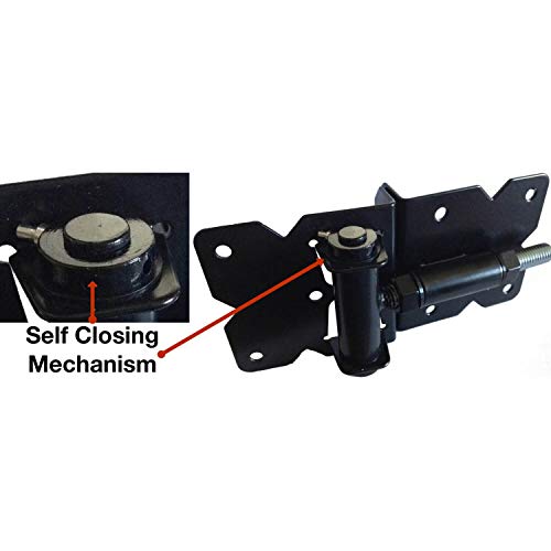 Jake Sales Self Closing Black Powder Coated Vinyl Gate Hinges - Adjustable 3/4" - 1-1/2" - Includes 2 Hinges & Mounting Hardware - Image 2
