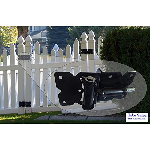 Jake Sales Self Closing Black Powder Coated Vinyl Gate Hinges - Adjustable 3/4" - 1-1/2" - Includes 2 Hinges & Mounting Hardware - Image 4