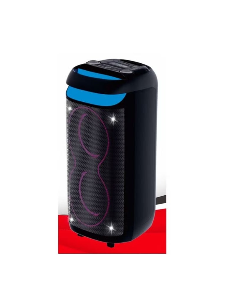 Platinum Professional Battery Powered Speaker System, 8" Deep Bass X-Bass Sound, 7.4V/5400mAh Lithium Battery, Bluetooth, SD Card Slot, USB Port, Remote Control, 60W RMS Music Spectrum LED Light, AH-8750