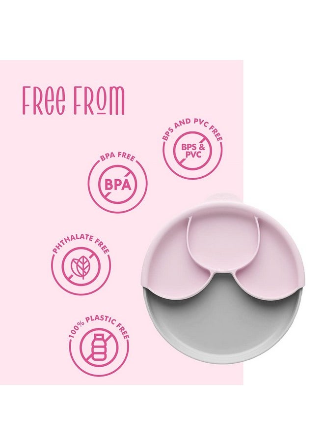 Miniware Miniware Healthy Meal Set with Sandwich Plate, Divider, and Detachable Suction Foot for Baby Toddler Kids - Promotes Self Feeding | Eco-Friendly and BPA Free | Dishwasher Safe (Grey, Cotton Candy)  - Image 2