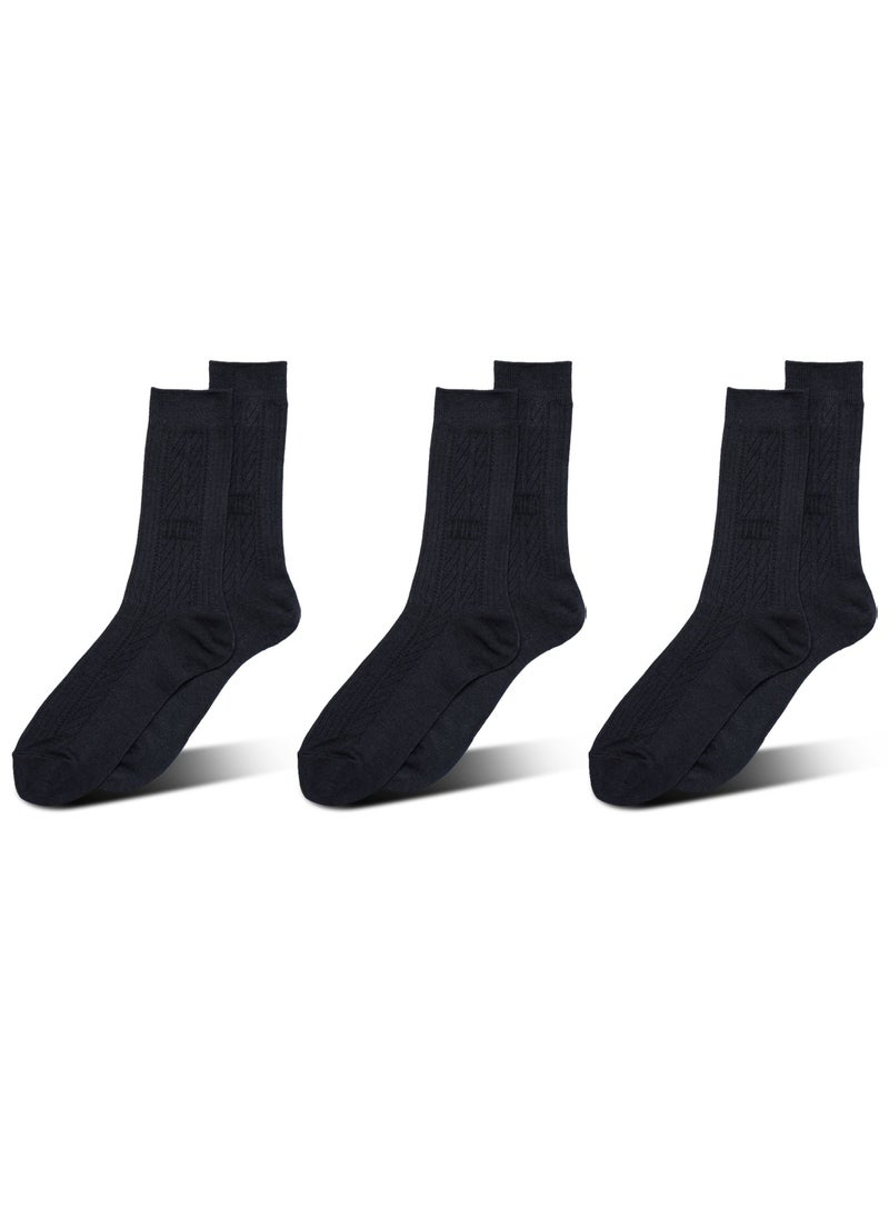 AMPM MEN'S FORMAL SOCKS (PACK OF 3) - NAVY BLUE  - Image 1