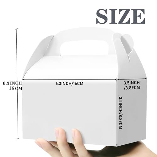 Oletx 30-Pack White Party Favor Treat Boxes, Goodie Gable Paper Gift Boxes with Handles. Perfect for Wedding, Birthday, Graduation, Babyshower. - Image 2