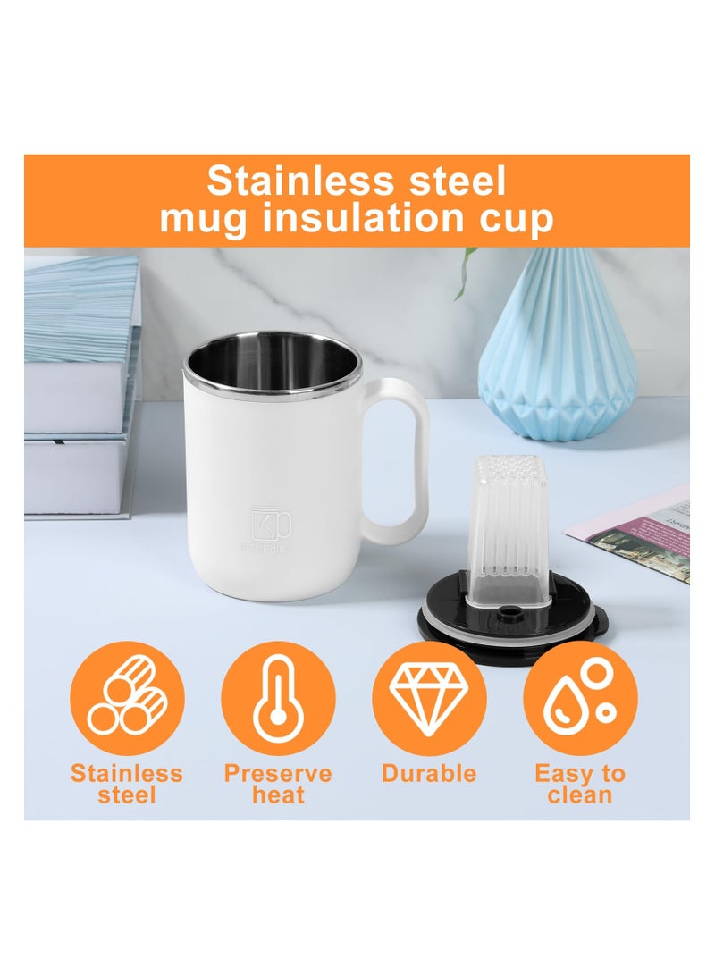 SYOSI Insulated Coffee Mug with Handle & Lid, Leakproof Travel Mug Hot Cold Coffee Mugs, 500 ml Travel Coffee Tumbler, Stainless Steel Insulated Coffee Cup for Travel, Home, Office, and Daily Use (White) - Image 2