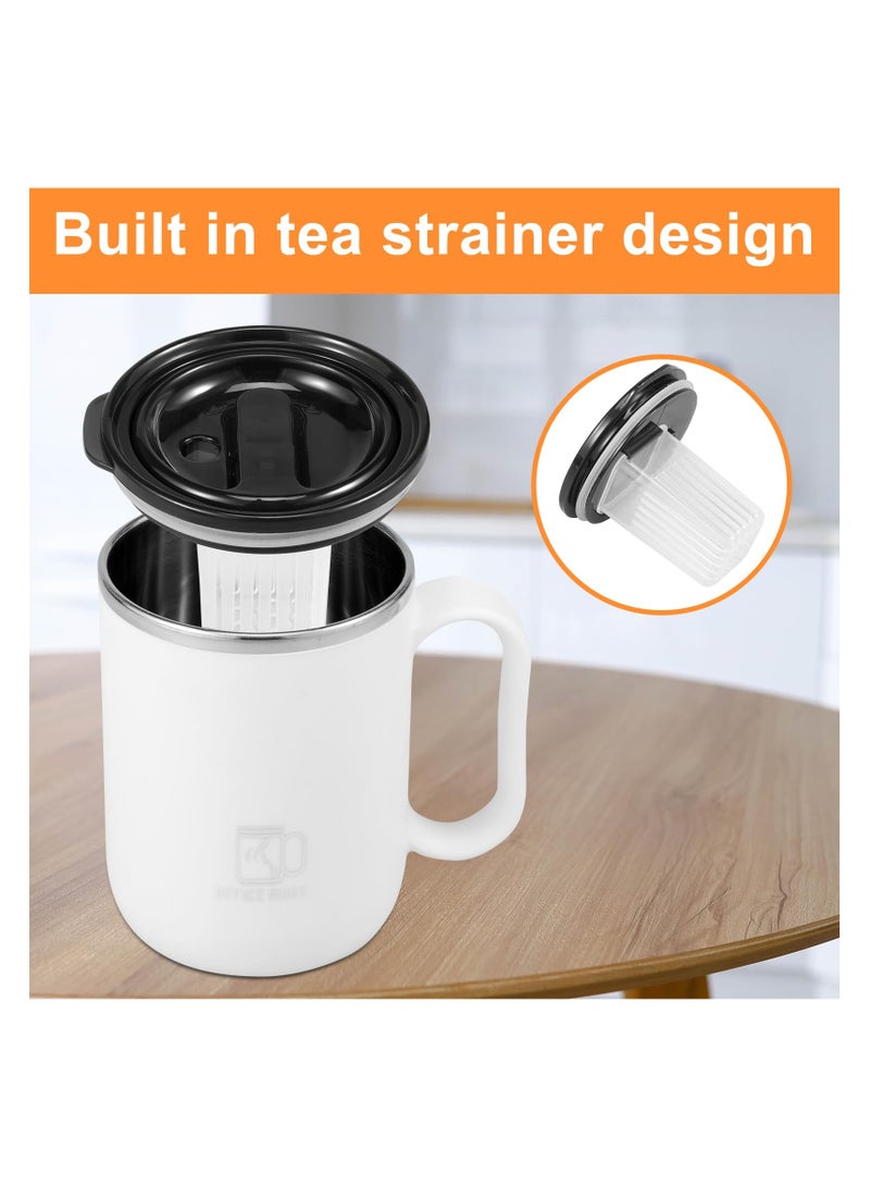 SYOSI Insulated Coffee Mug with Handle & Lid, Leakproof Travel Mug Hot Cold Coffee Mugs, 500 ml Travel Coffee Tumbler, Stainless Steel Insulated Coffee Cup for Travel, Home, Office, and Daily Use (White) - Image 5