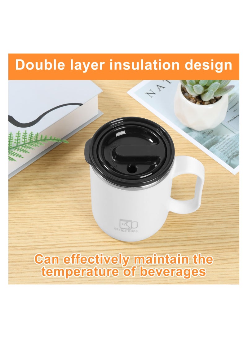 SYOSI Insulated Coffee Mug with Handle & Lid, Leakproof Travel Mug Hot Cold Coffee Mugs, 500 ml Travel Coffee Tumbler, Stainless Steel Insulated Coffee Cup for Travel, Home, Office, and Daily Use (White) - Image 4