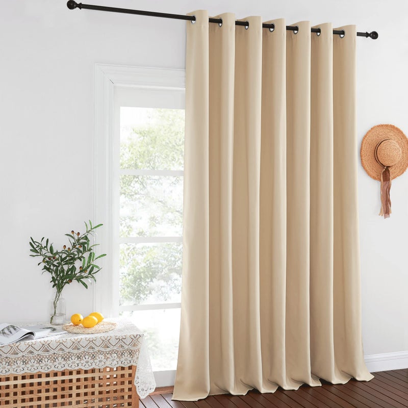 NICETOWN Sliding Door Window Treatment - Blackout Patio Door Curtain Panels, Privacy Thermal Drapes for Department with Grommet Top (Biscotti Beige, W100 x L108) - Image 1