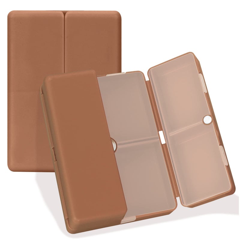 FYY Daily Pill Organizer 7 Compartments Portable Travel Pill Case Folding Design for Purse Pocket to Hold VitaminsCod Liver OilSupplements and MedicationBrown