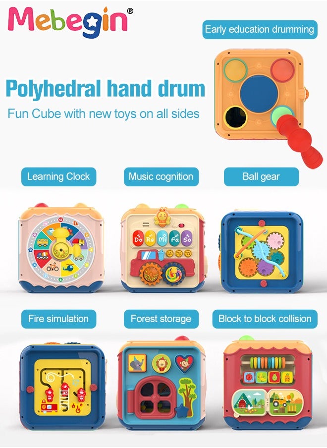 MEBEGIN Toy Activity Cube for Baby 7-in-1 Hands Drum Bead Maze Shape Sorter Toy with Light and Music Easy-to-Grip Shapes Early Educational Activity Toy for Toddlers Birthday Gift for Boys Girls 2 +  - Image 4