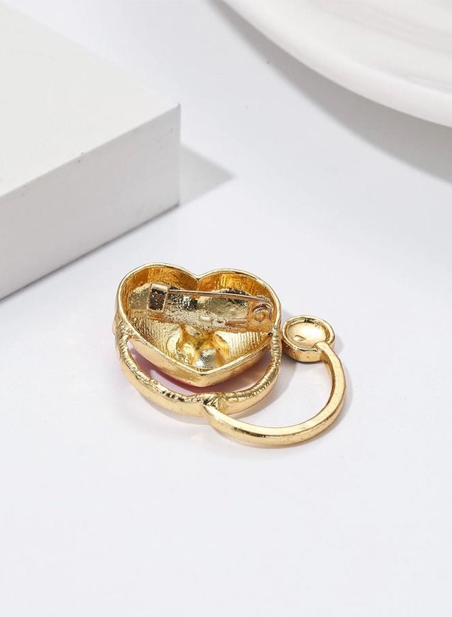 Distinctive and elegant unisex metal pin brooch with a heart and stethoscope design - Image 4