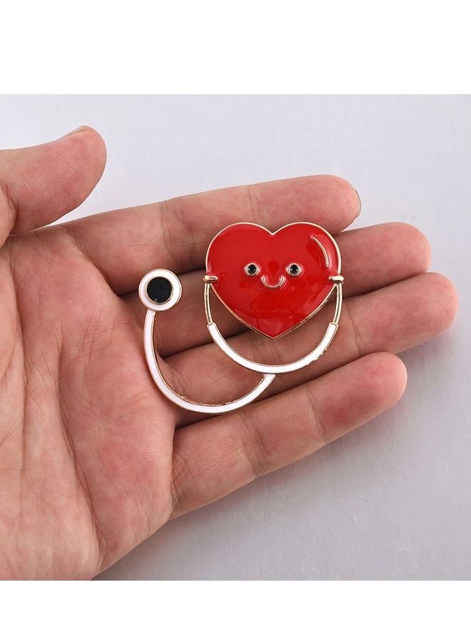 Distinctive and elegant unisex metal pin brooch with a heart and stethoscope design - Image 1