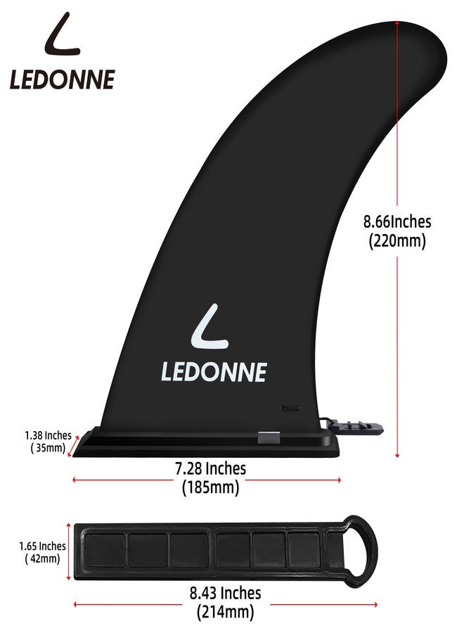 LEDONNE Fin 9" SUP Center Fins 2 Pcs (USD 4.99/1 Pcs) with 1 Extra Pin No-Tool Installation with 1 Retainer- Ensures The Fin Base Remains Intact-9” Fin for Paddle Board Fin, Black - Image 2