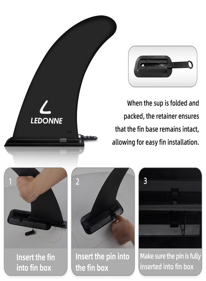 LEDONNE Fin 9" SUP Center Fins 2 Pcs (USD 4.99/1 Pcs) with 1 Extra Pin No-Tool Installation with 1 Retainer- Ensures The Fin Base Remains Intact-9” Fin for Paddle Board Fin, Black - Image 4