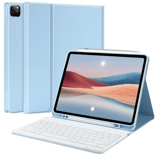 TQQ for iPad Air 13-inch (M3/M2, 2025/2024) & Pro 12.9 inch Case with Keyboard, Keyboard case for 12.9-inch iPad Pro 6th/5th Gen - with Pencil Holder for iPad Air 13-inch/iPad Pro 12.9 (Blue) - Image 1