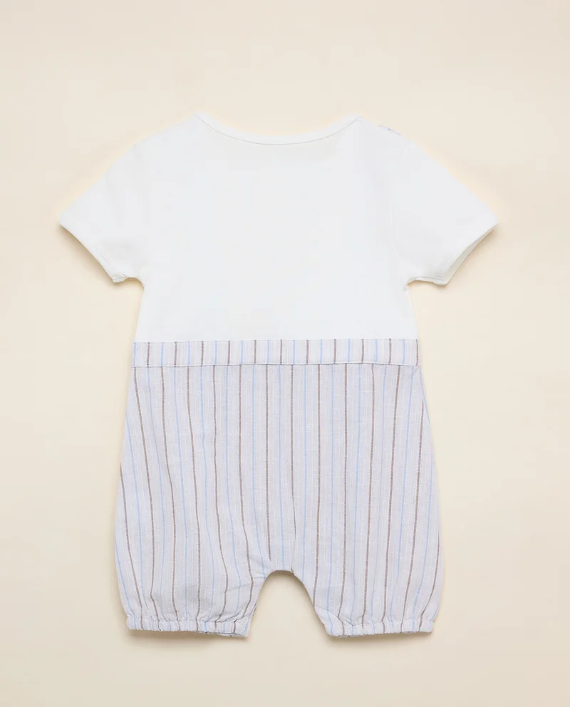 R&b Striped Rompers with Crew Neck and Short Sleeves