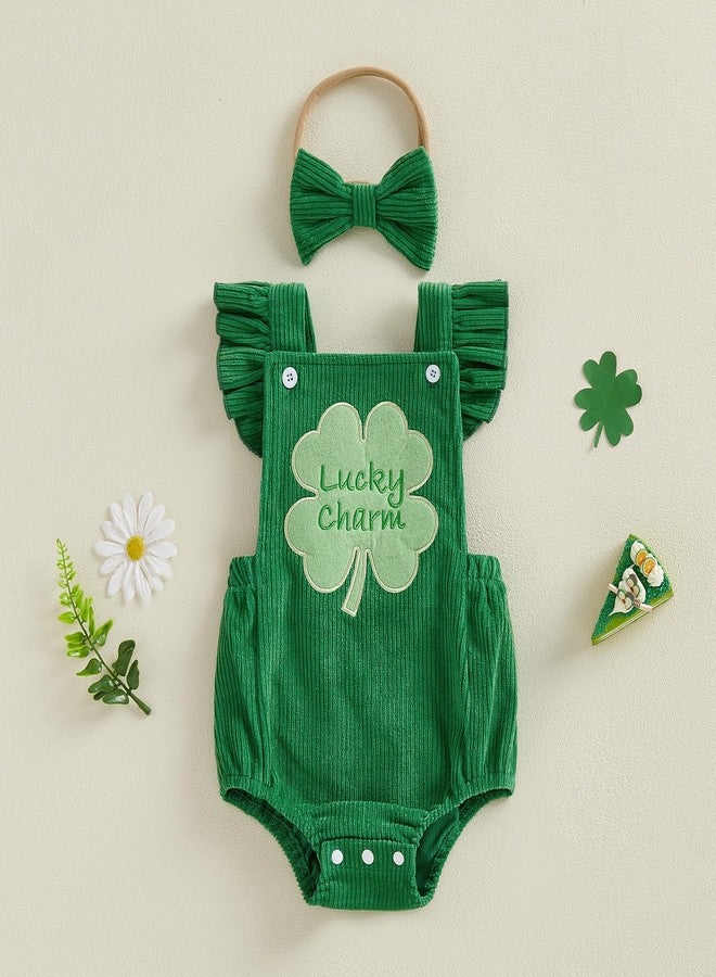Rtnnsbbfcm My First St Patricks Day Baby Girl Outfit Newborn Onesie Lucky Charm Bubble Romper Spring Overalls Infant Clothes (Lucky Charm, 6-12 Months) - Image 5