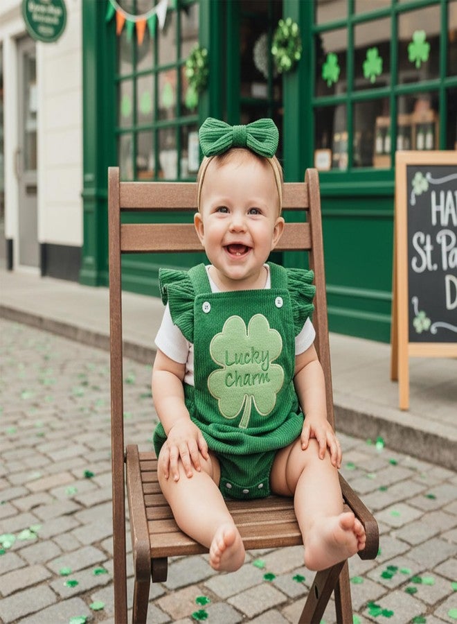 Rtnnsbbfcm My First St Patricks Day Baby Girl Outfit Newborn Onesie Lucky Charm Bubble Romper Spring Overalls Infant Clothes (Lucky Charm, 6-12 Months) - Image 2