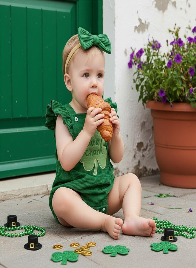 Rtnnsbbfcm My First St Patricks Day Baby Girl Outfit Newborn Onesie Lucky Charm Bubble Romper Spring Overalls Infant Clothes (Lucky Charm, 6-12 Months) - Image 4