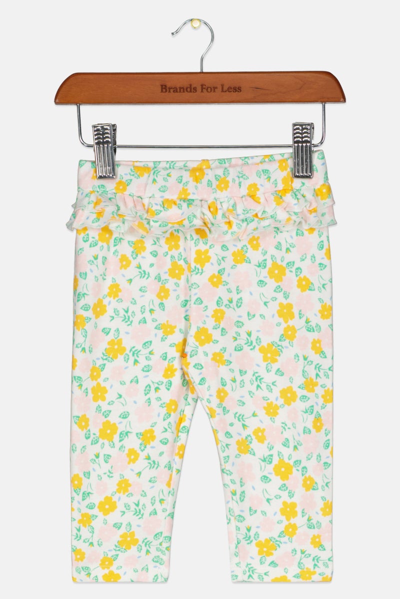 First Impressions Toddlers Girl Pull On Floral Print Leggings, Off White Combo - Image 1