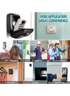 CMGTYYD. خزنة مفاتيح مزودة بكلمة مرور مثبتة على الحائط، صندوق قفل مفاتيح كبير مع صندوق مفاتيح أمان قابل لإعادة التعيين مكون من 12 رقمًا مقاومًا للعوامل الجوية للأماكن الخارجية الداخلية، صندوق تخزين للمفاتيح الاحتياطية لمكتب المرآب في المنزل (أسود)  - Image 5