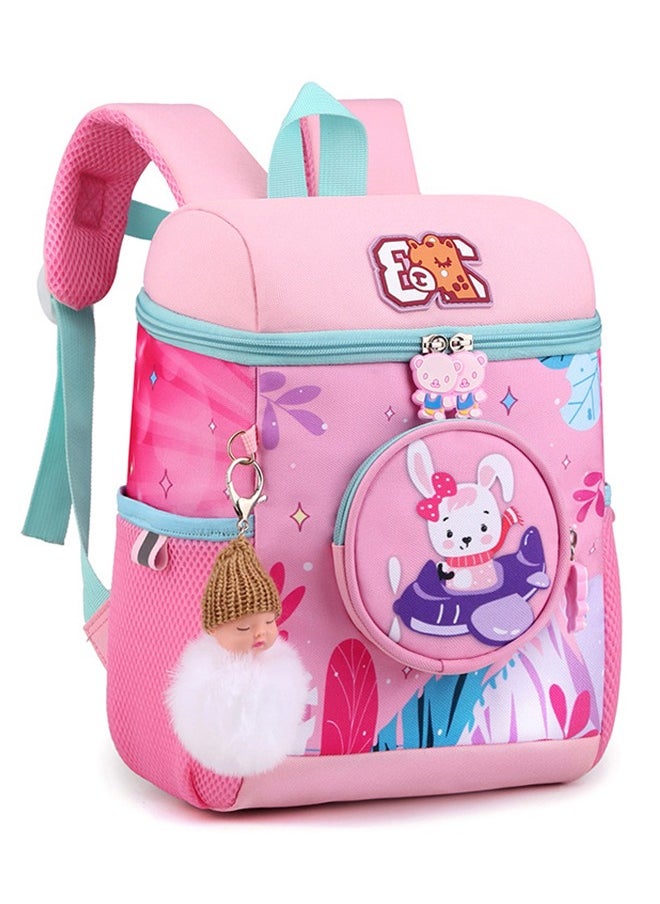 Generic Kindergarten Backpack for Girls, Small School Backpack for Little Kid, Toddler Backpack for Girl, 12 Inch Preschool Bookbag Cute Rabbit Schoolbag Travel Bag for Girl 3-6(Pink)  - Image 2