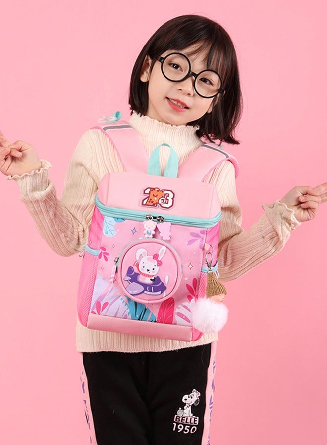 Kindergarten Backpack for Girls, Small School Backpack for Little Kid, Toddler Backpack for Girl, 12 Inch Preschool Bookbag Cute Rabbit Schoolbag Travel Bag for Girl 3-6(Pink)