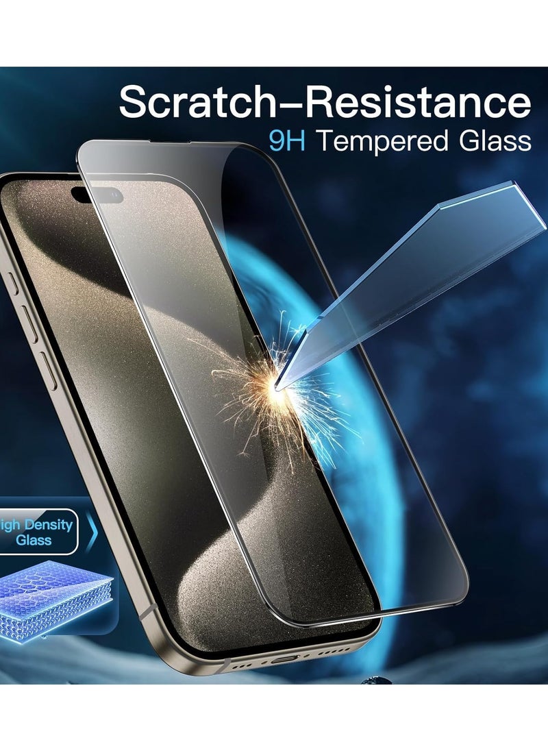 ULHYC - iphone 15 Pro Screen Protector with Auto Dust-removal App Auto Alignment Kit Easy Install 6.1inch [Premium Diamonds Hd 9h Tempered GlassClear] - Image 1