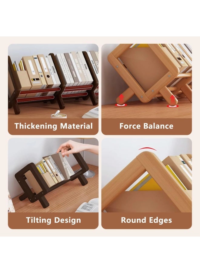 XiuWoo Adjustable Wood Desktop Storage Shelf, Large Capacity Bookshelf, Wooden Countertop Bookcase, Home Office Display Stand Rack, BambooTabletop Storage Rack, Document Storage Length Adjustable 52-102 cm - Image 3