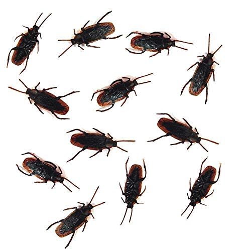 Cooplay 30pcs Fake Roaches Prank Cockroach Bugs Look Real Black Insect for Adult Funny Halloween Fools Day Christmas Party - Image 1