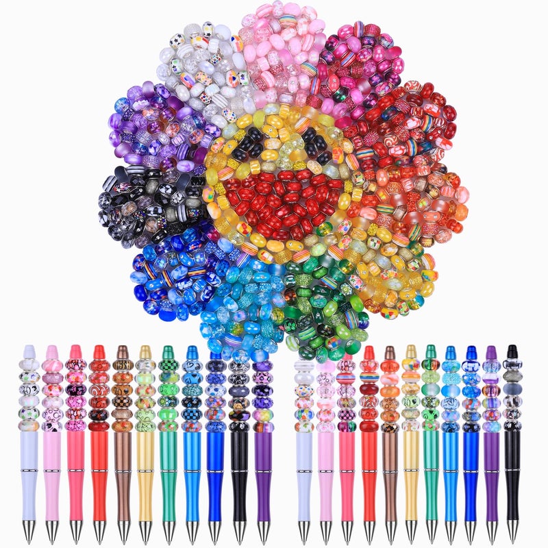 130 Pieces Assorted European Large Hole Fairy Wand Garden Beads Mixed Color Lampwork Spacer Craft Beads for DIY Jewelry Making SuppliesInner Flower Multicolor Color